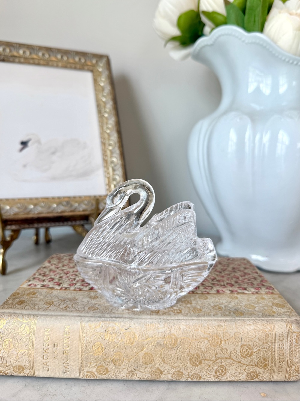 Vintage Crystal Trinket Dish with Lid (24% lead Crystal)